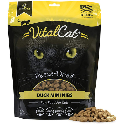 Vital Essentials Duck Mini Nibs Freeze-Dried Grain Free Cat Food 12oz - Poudre Pet and Feed Supply